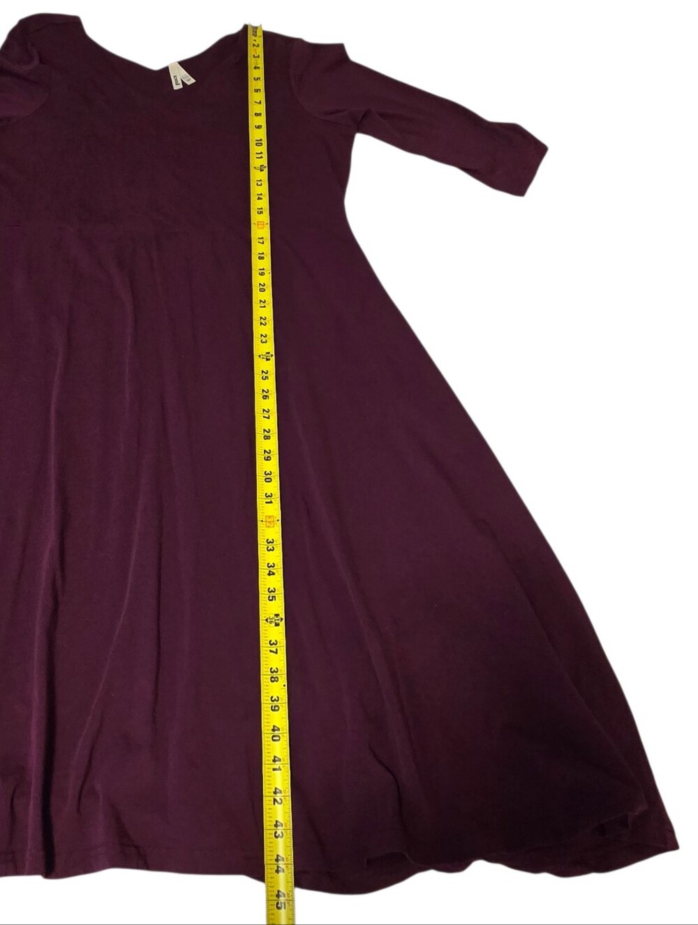 Pact Organic Cotton Fit & Flare V-Neck Midi Dress in Plum - Picture 3 of 11
